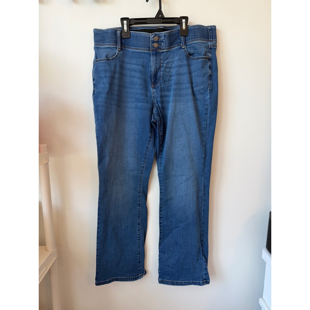 Nine West Womens Bootcut Jeans Medium Wash Elastic Waist Blue Denim Size 18